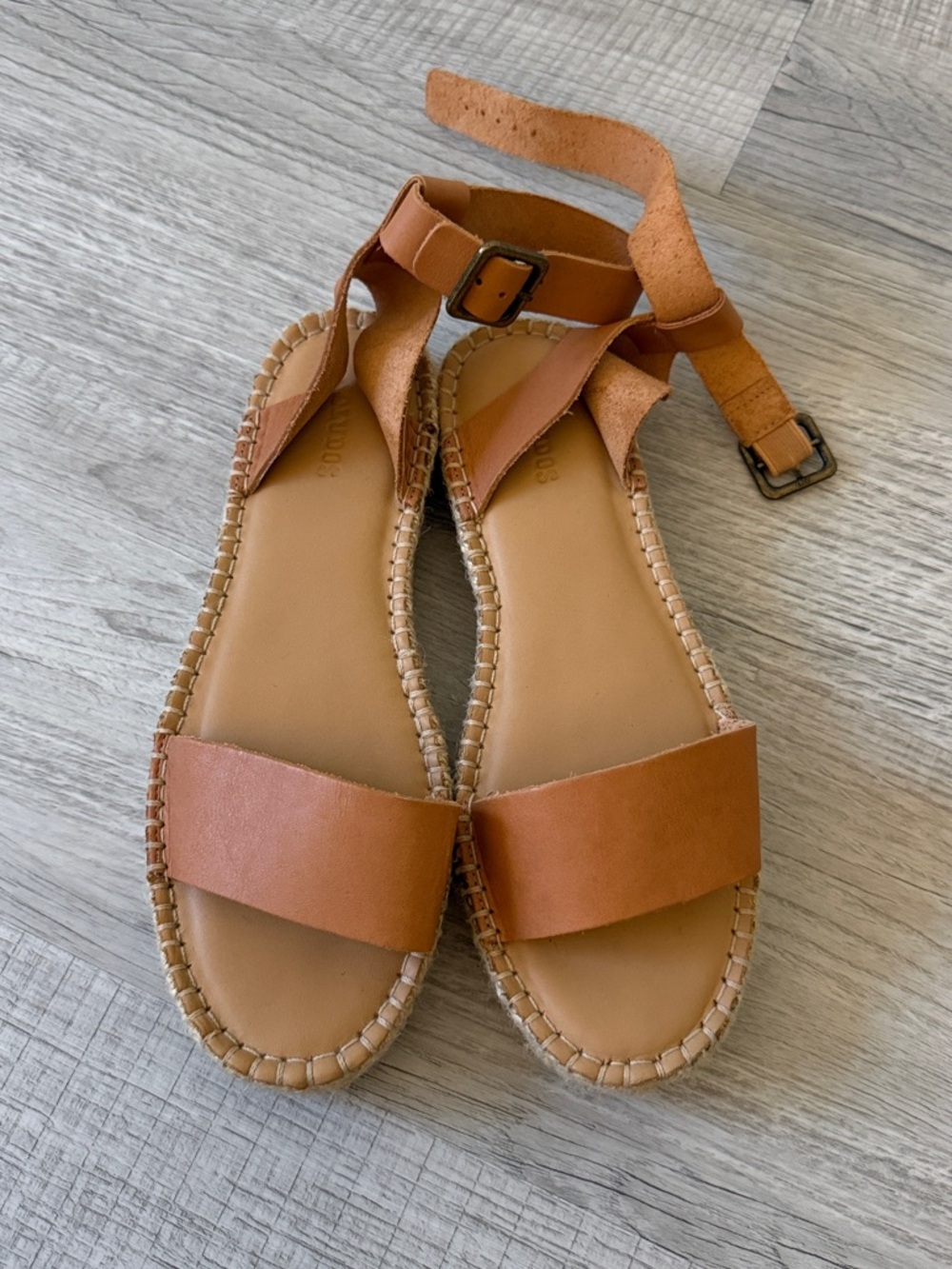 Soludos Tan Leather Espadrille Ankle-Strap Sandals